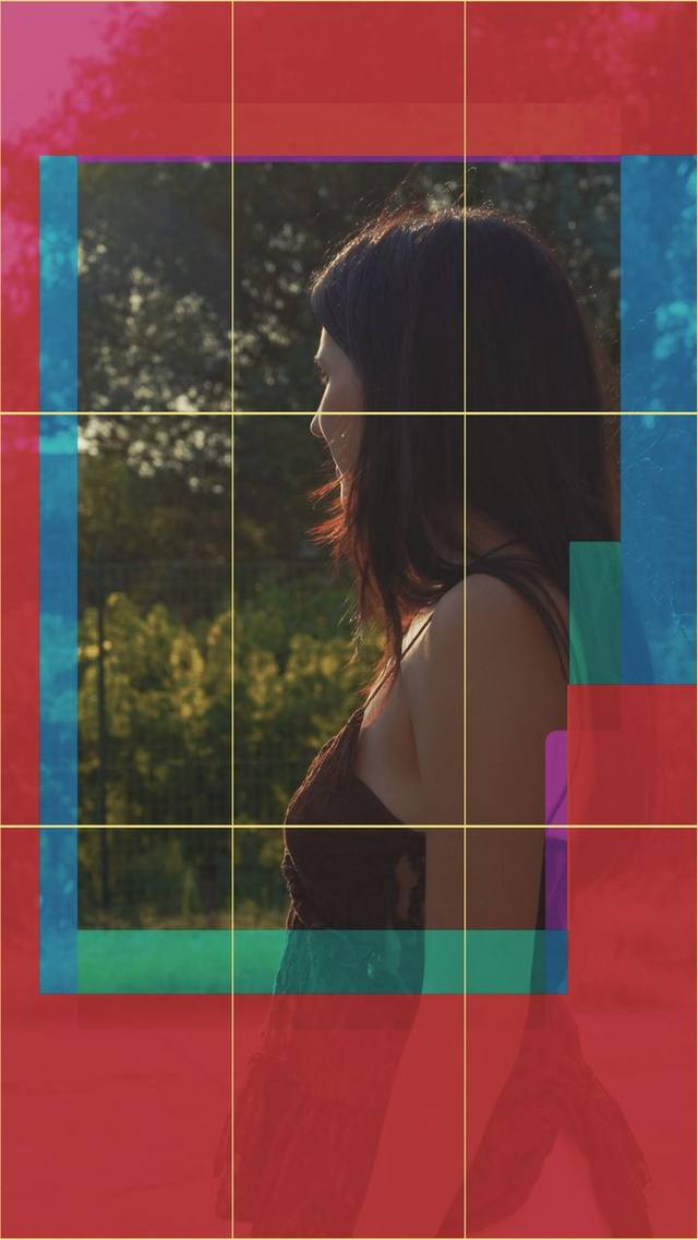 Frame con overlay universale griglia e safe-zone multi-piattaforma applicato in DaVinci Resolve
